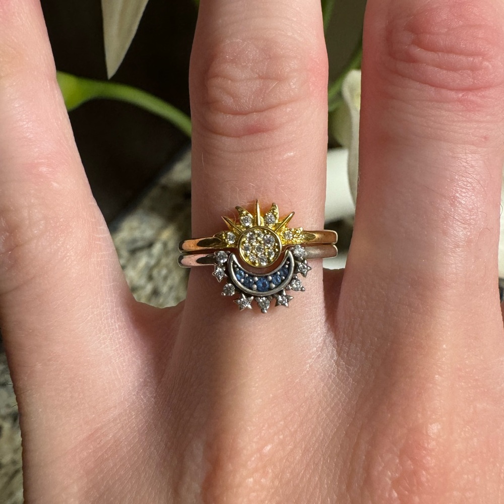 Celestial Blue Sparkling Moon Ring